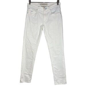 Jacob Cohen Made in Italy White Distressed Straight Leg Jean size 25